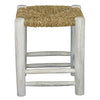 'Susil' Low Seagrass Stool, Whitewashed