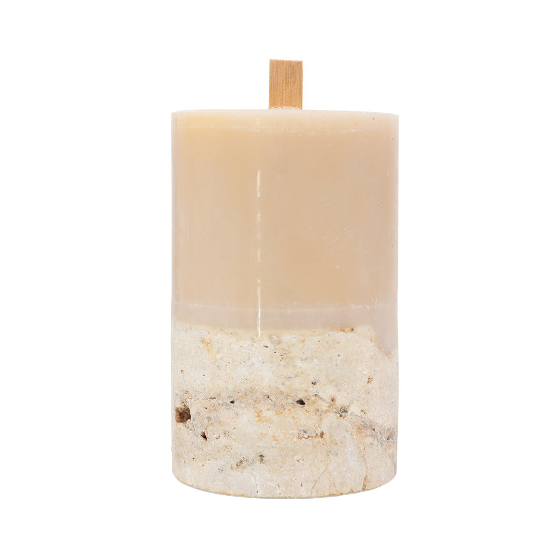 Lamu : Fossilised Coral Candle, Beige