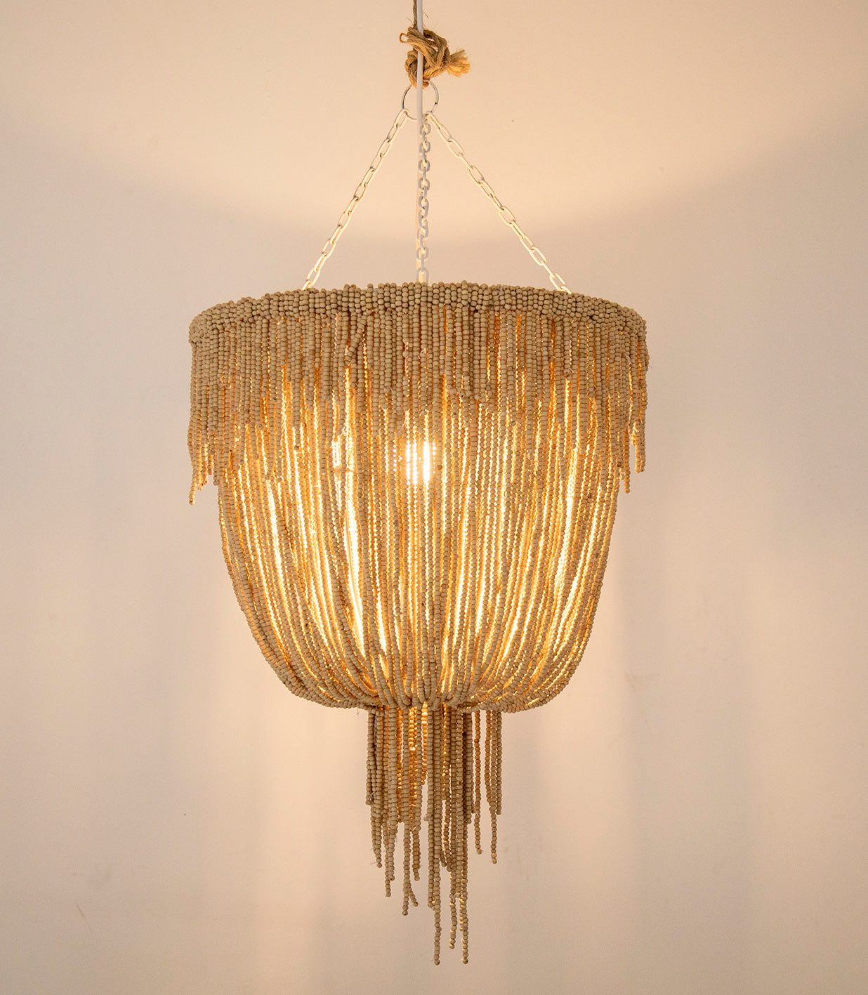 CLEARANCE PENDANT : Kofi : Coconut Bead 43cm Chandelier Pendant Light
