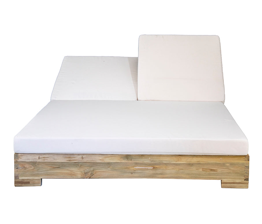 Banyu : Teak Outdoor Double Sunbed, Bleached