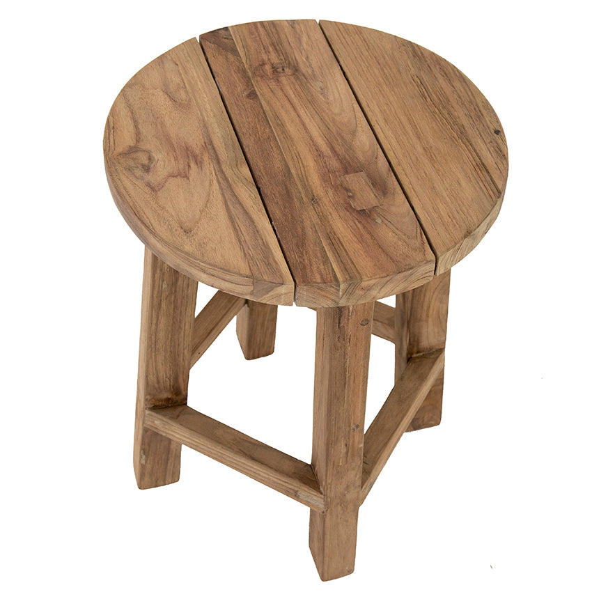 Murni : Low Round Stool Recycled Teak, Natural