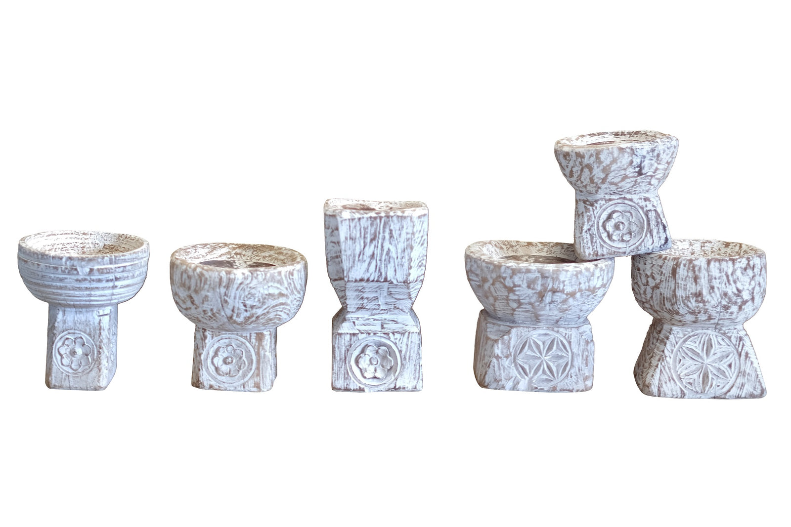 Deman : Old Seeder Candleholders, Whitewashed