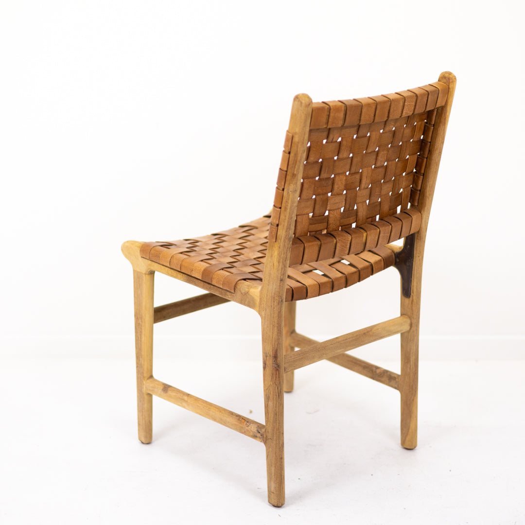 Sienna : Strap Leather Dining Chair, Antique Brown