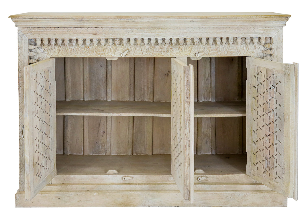 Mahin : Ornate Carved Front Three Door Sideboard