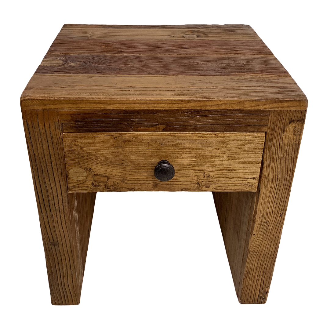 Eze : Bedside Table, Natural Reclaimed Elm.