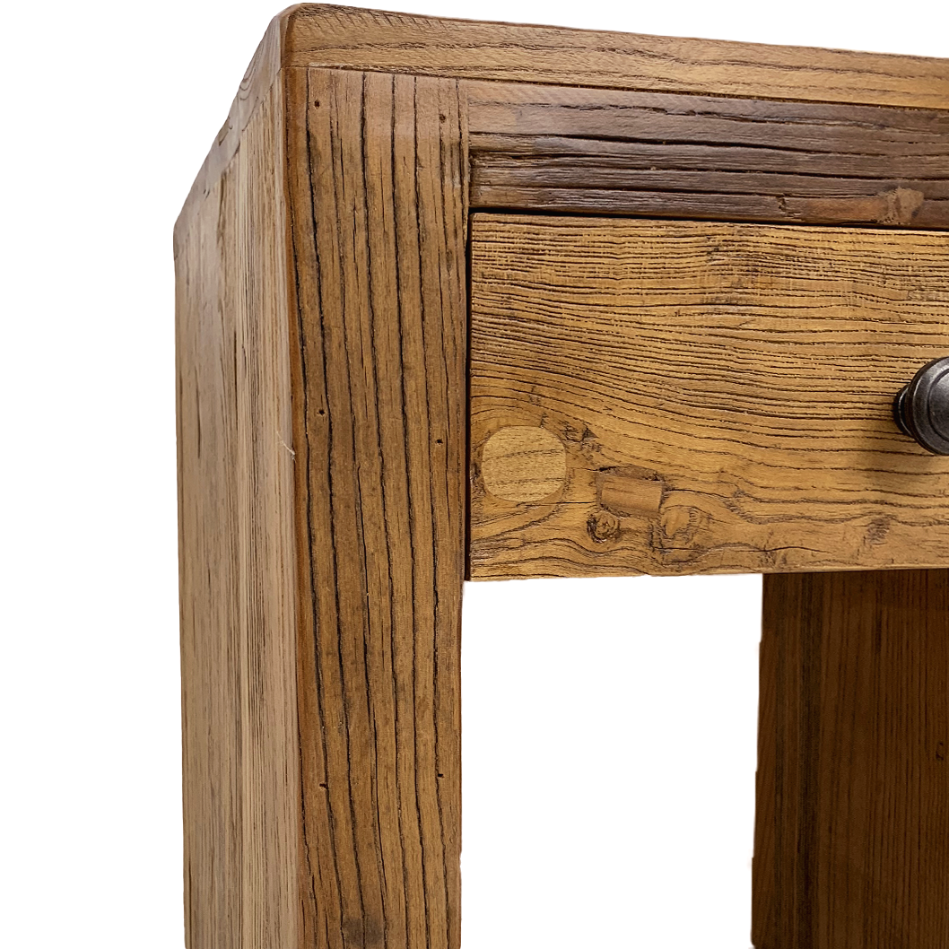 Eze : Bedside Table, Natural Reclaimed Elm.