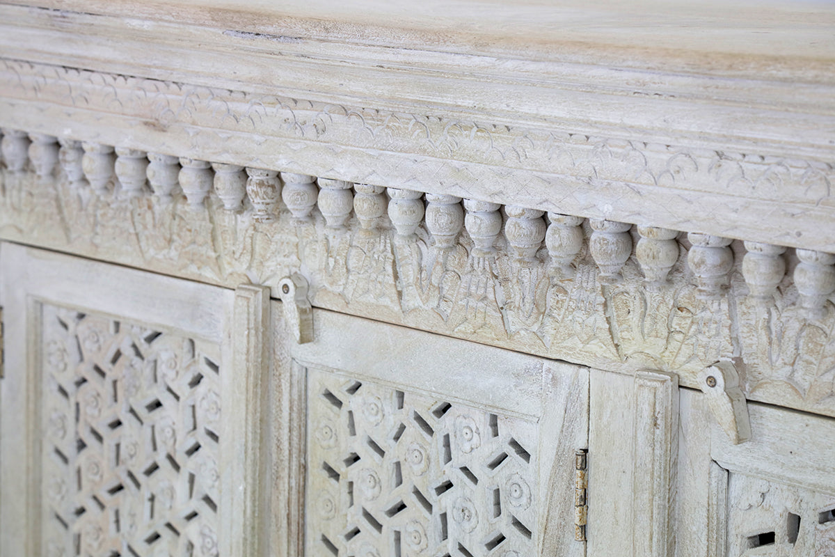 Mahin : Ornate Carved Front Three Door Sideboard