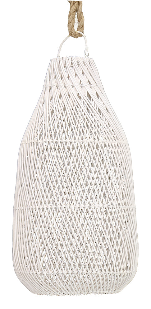 Timoci : Open Weave Rattan Pendant, White