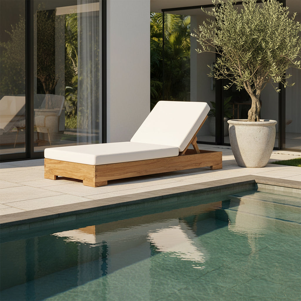 Banyu : Teak Outdoor Sunbed, Natural.