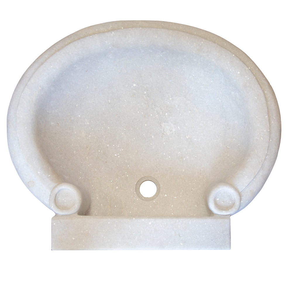 Eshana : Hamam Style White Carved 66cm Marble Basin, Wabi Sabi Basins Australia
