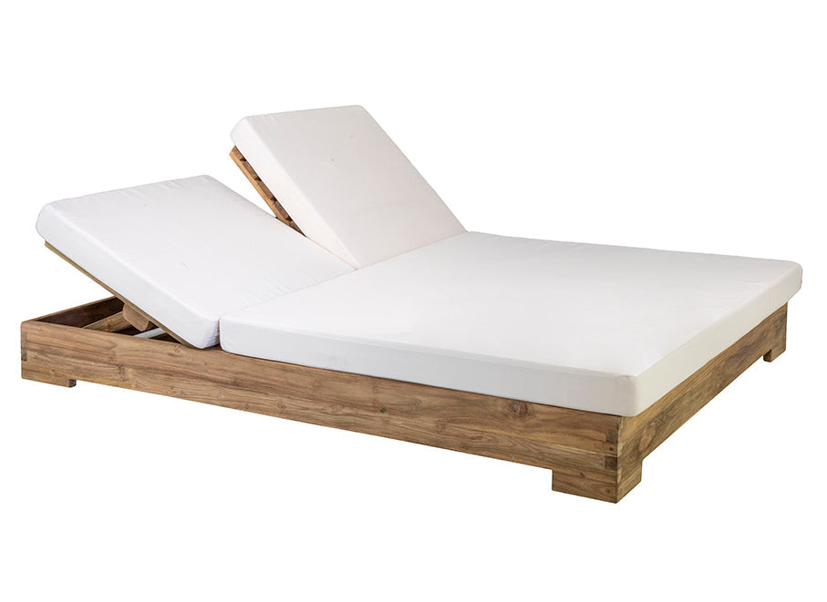 Banyu : Teak Outdoor Double Sunbed, Natural