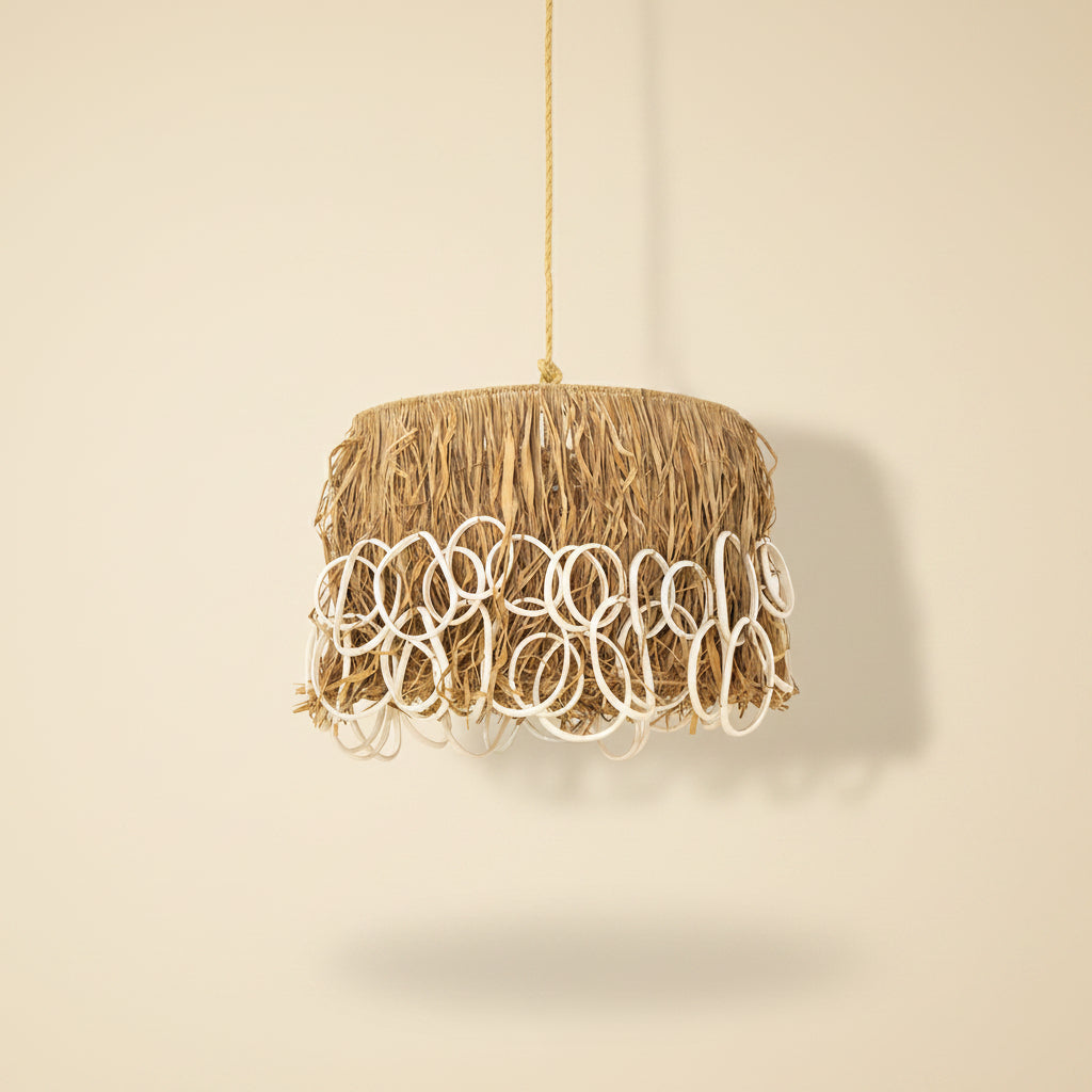 CLEARANCE PENDANT : Kano : Rafia Pendant Light 50cm diam x 42cm h