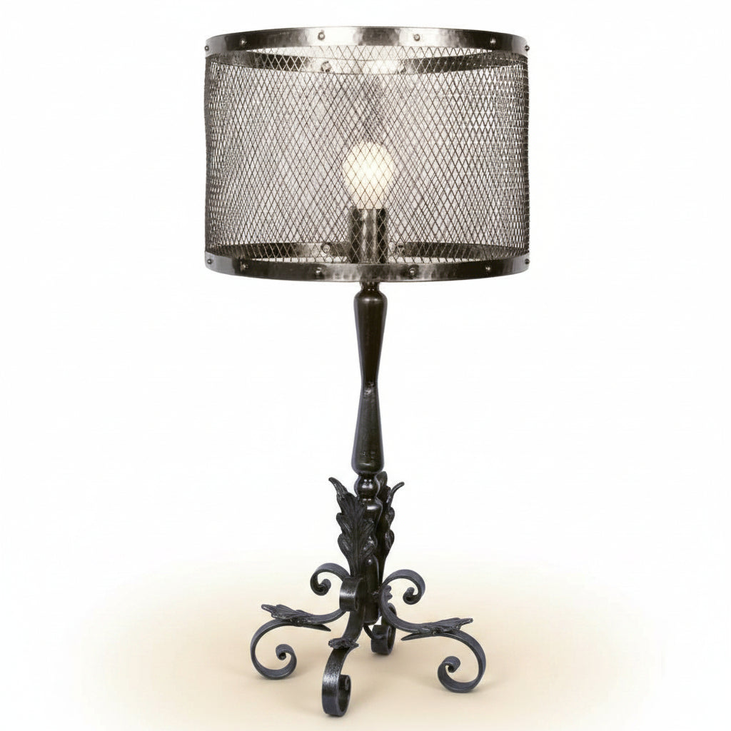 IRON LAMP W/ELECTRICS NICKEL-Default-BisqueTraders