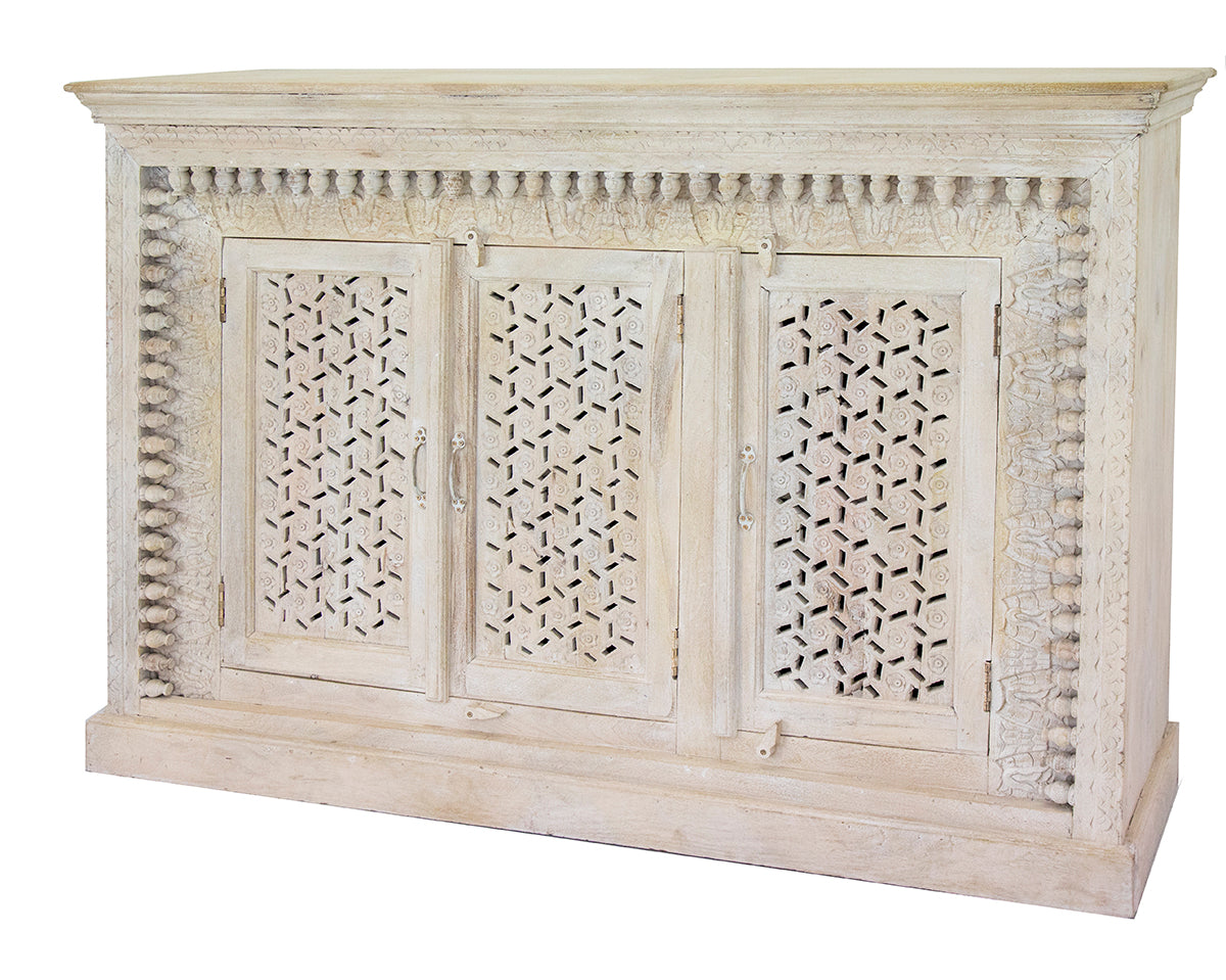 Mahin : Ornate Carved Front Three Door Sideboard