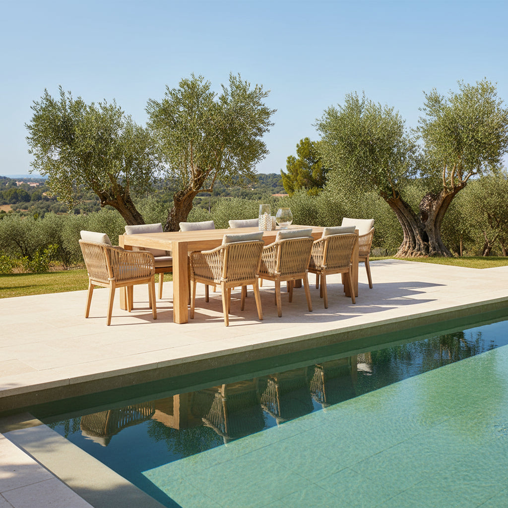 Outdoor Dining Table : Ricardo : Classic Recycled Teak | Bleached | 2 Sizes