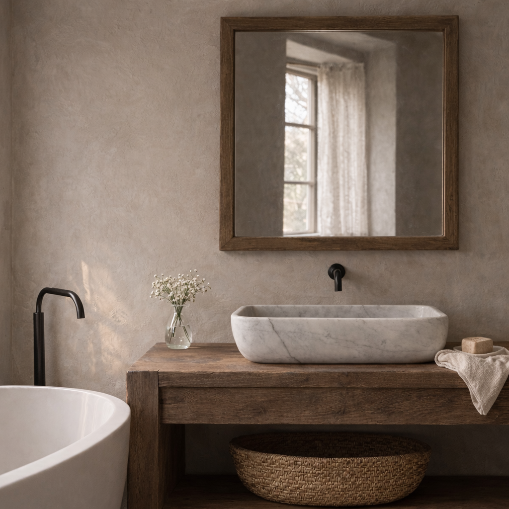 Ela : Rectangle Basin, White Marble