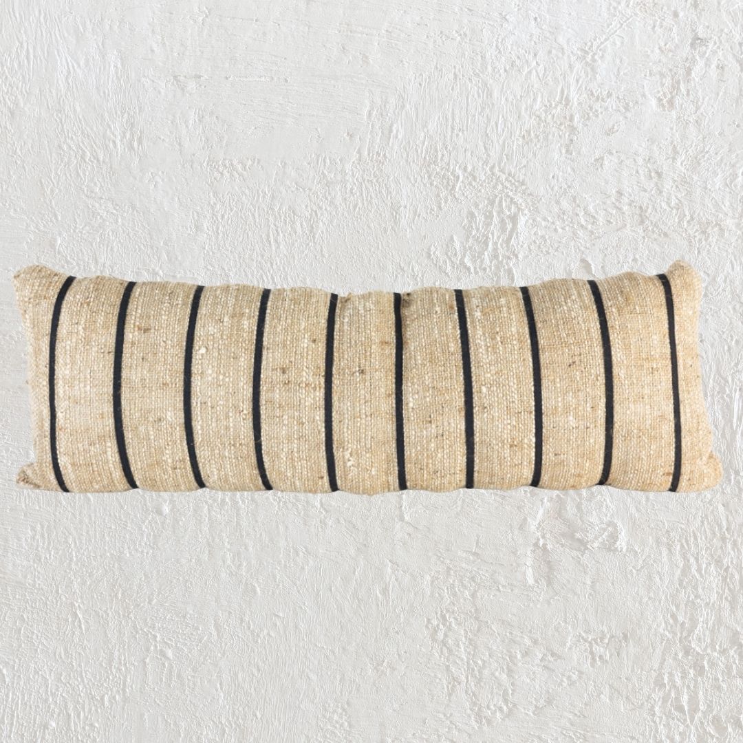 Lyam : Handwoven Cotton Striped Lumbar Cushion 110cm x 40cm