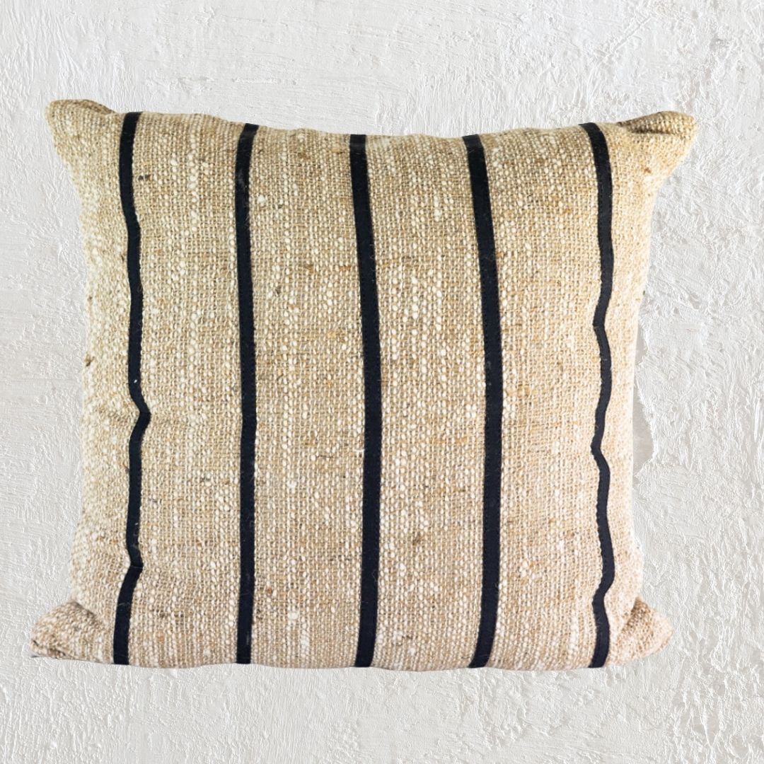 Lyam : Handwoven Cotton Striped Lumbar Cushion 110cm x 40cm