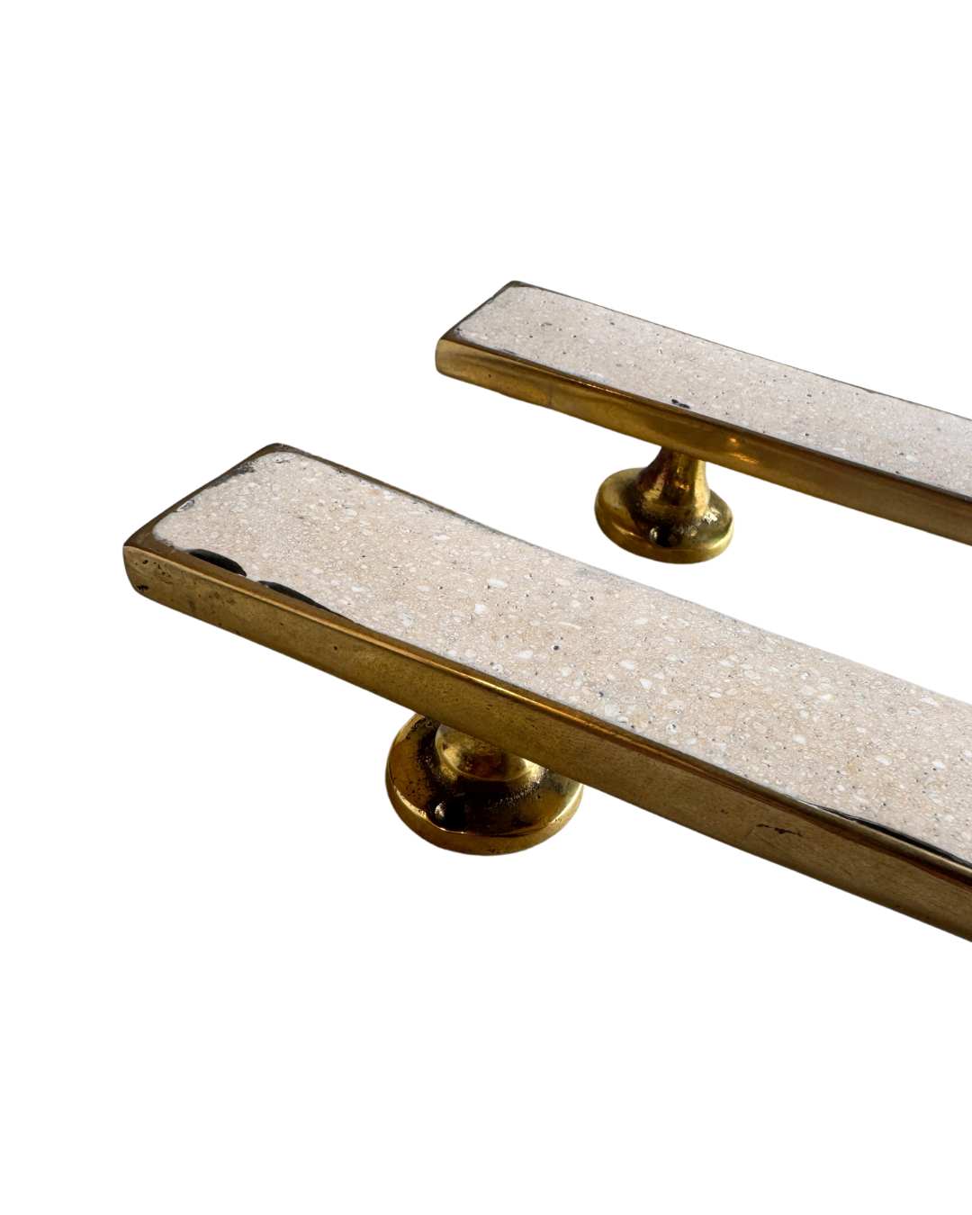 DINKA BRASS DOOR HANDLE WITH STONE COMPOSITE INLAY 31CM X 3CM X 3.5CM H