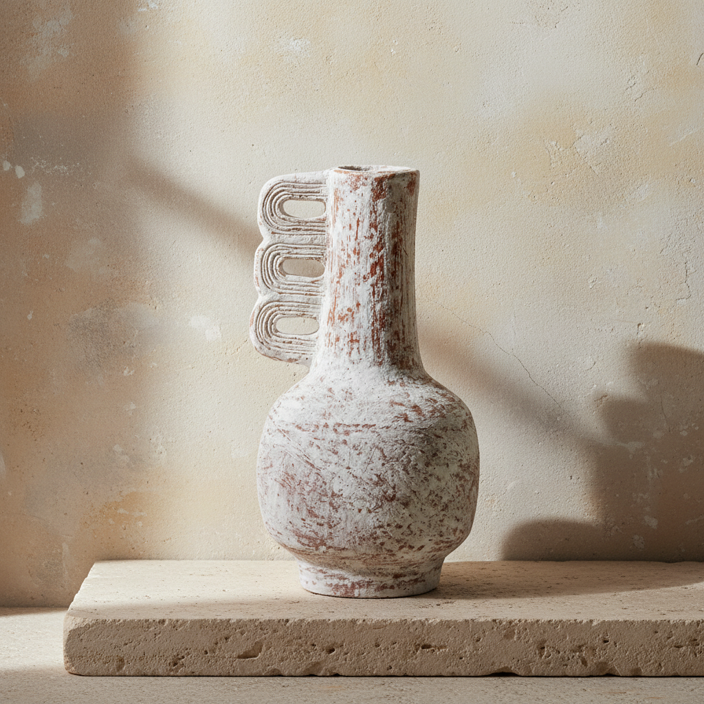 Fazo : Terracotta Vase, Whitewashed