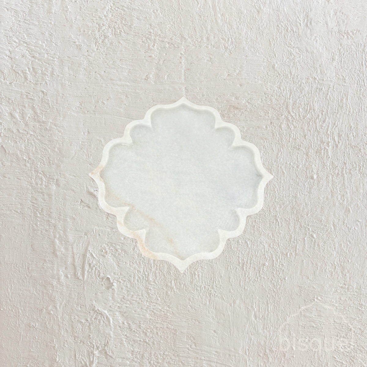 'Larisa' Carved White Marble Lotus Plate