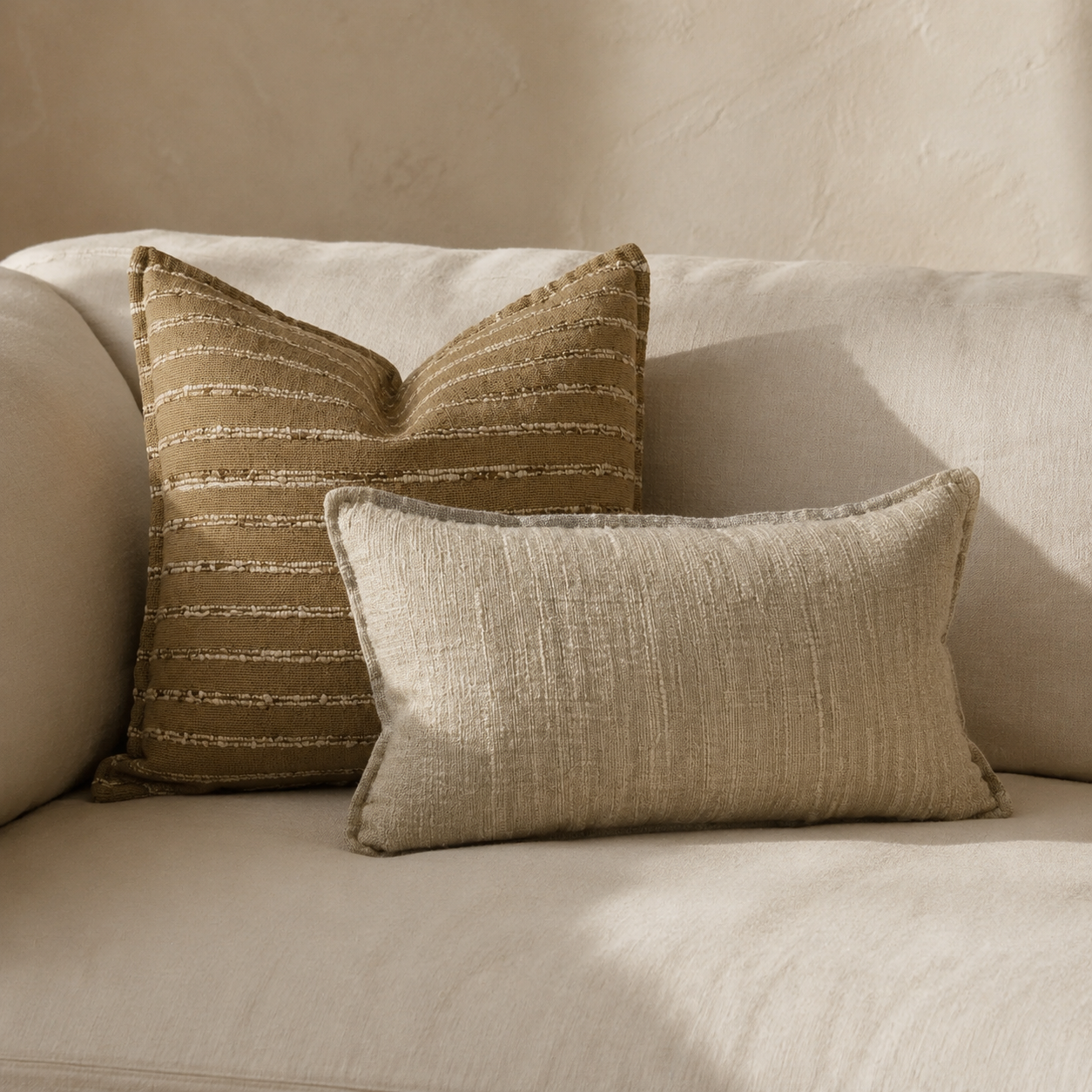 Cushion : Manon : Raised Silk Thread | Natural + Cream | 60 x 60 cm