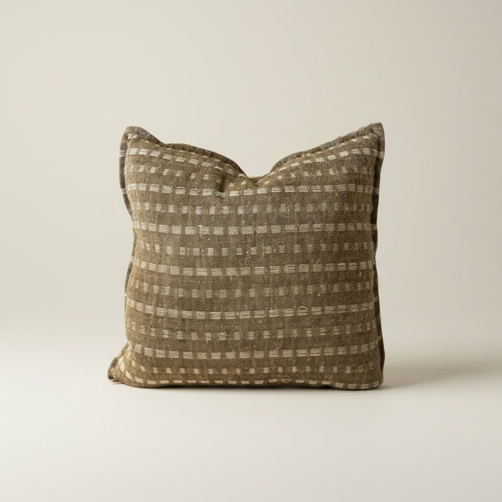 cushion: ADELINE. SILK CROSS, NATURAL, CREAM THREAD. 60 X 60CM