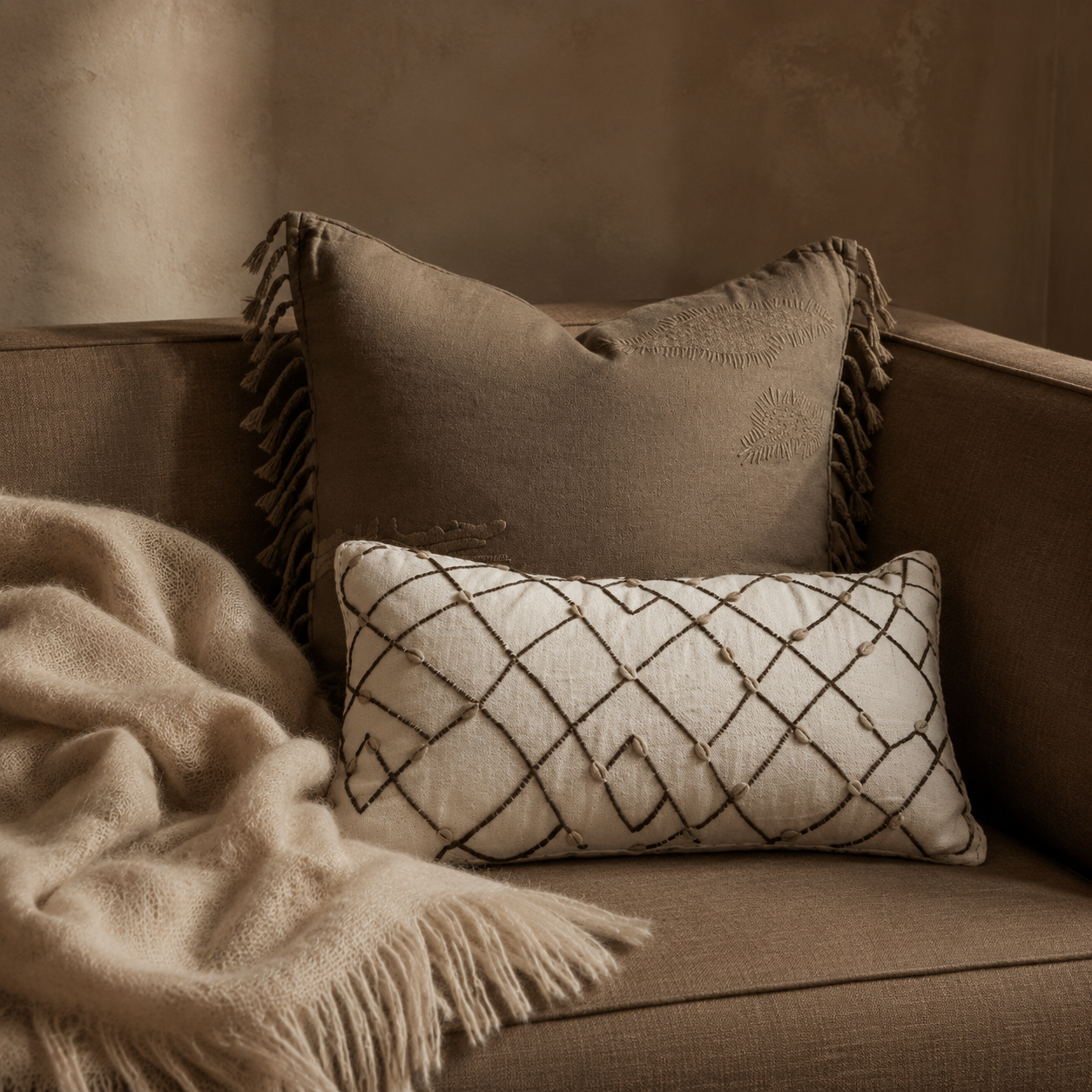 Cushion : Elbereth A : Linen  | 60 x 60