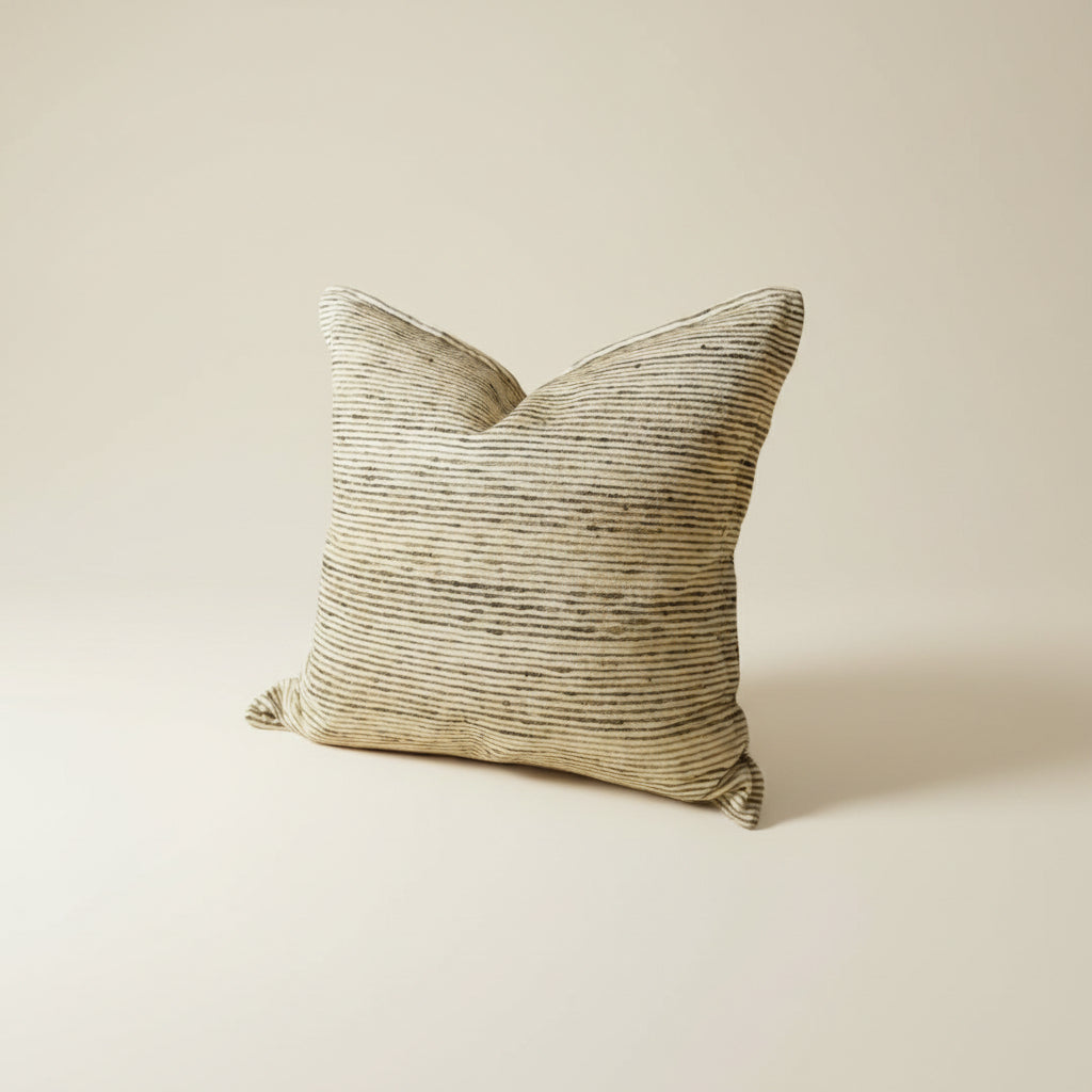 Cushion : Esme : Silk Thread | Cream + Brown | 60 x 60 cm