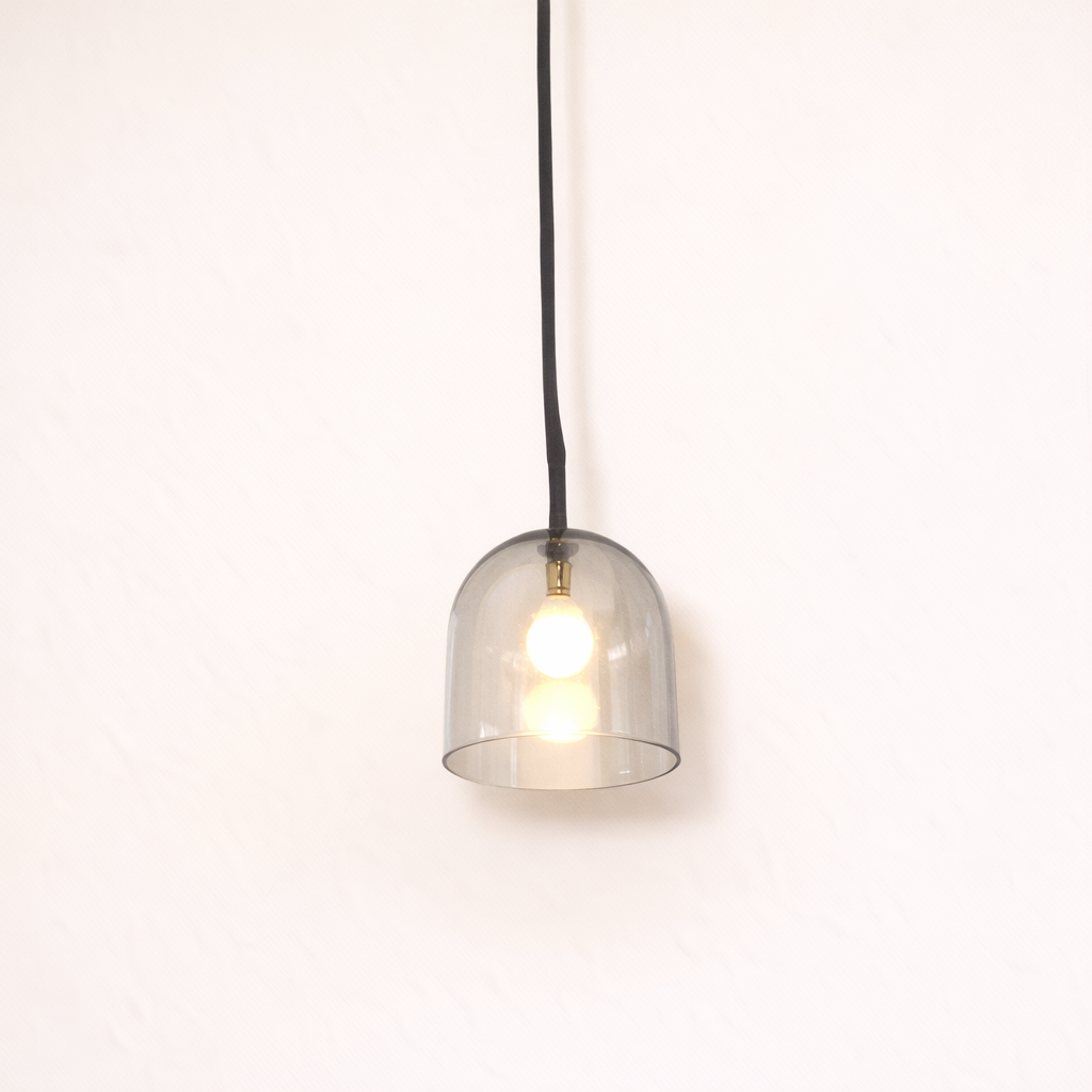 Soleh : Recycled Glass Dome 30cm with Leather Plaited Cord Pendant Light