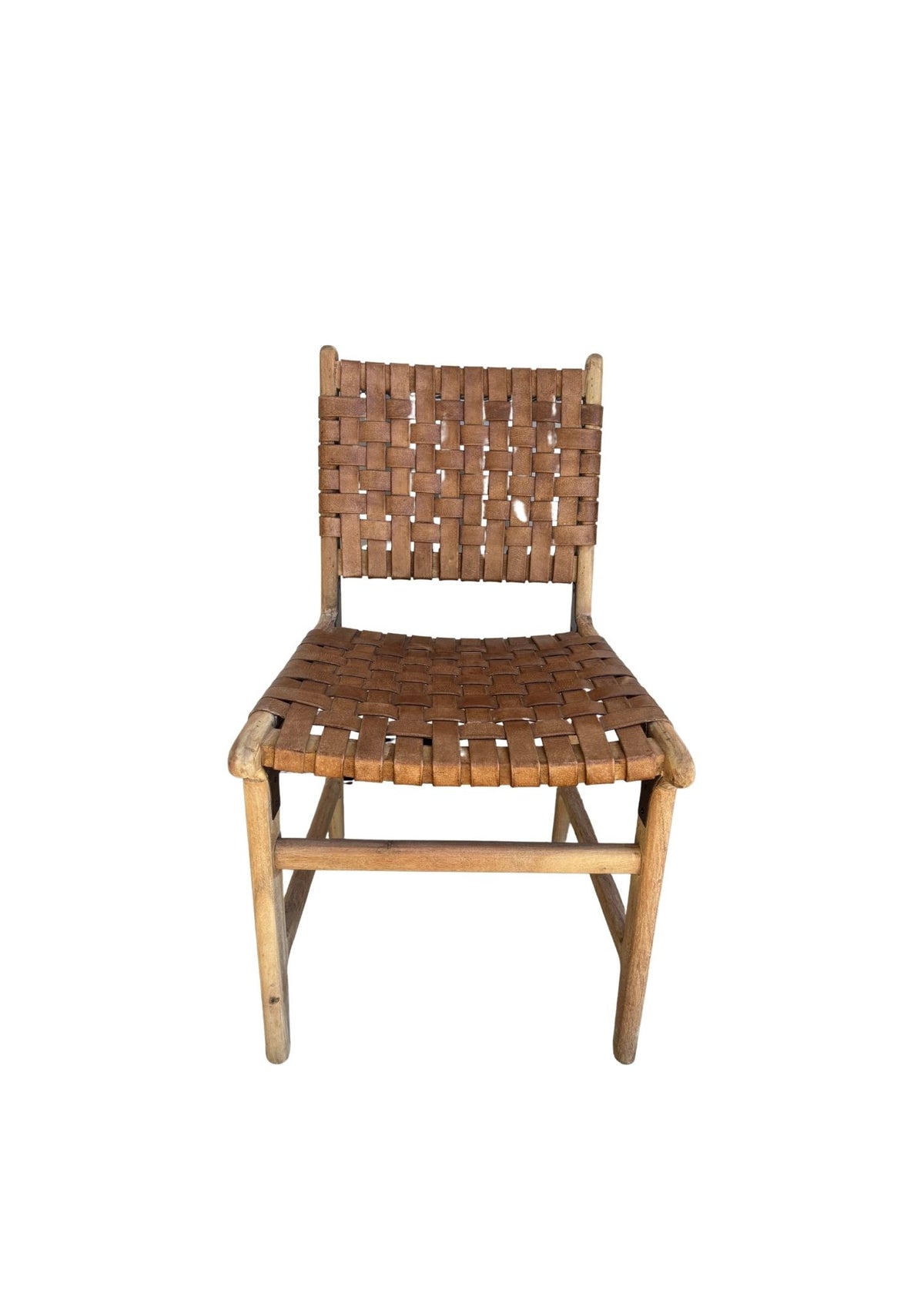 Sienna : Strap Leather Dining Chair, Antique Brown