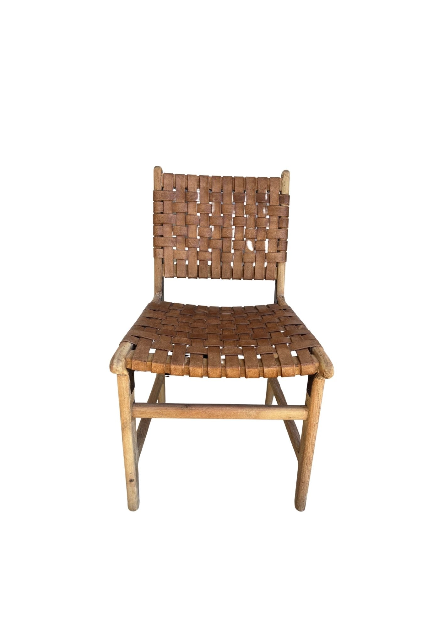 Sienna : Strap Leather Dining Chair, Antique Brown