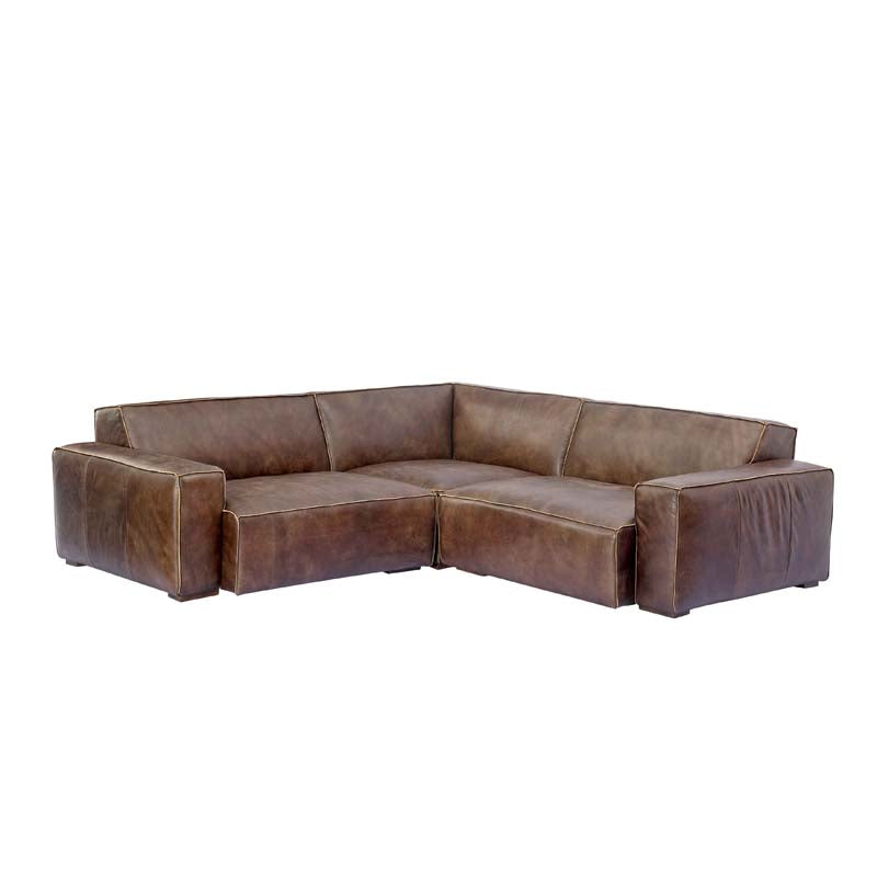 Gabriele Set of 4 modular leather corner sofa in local brown