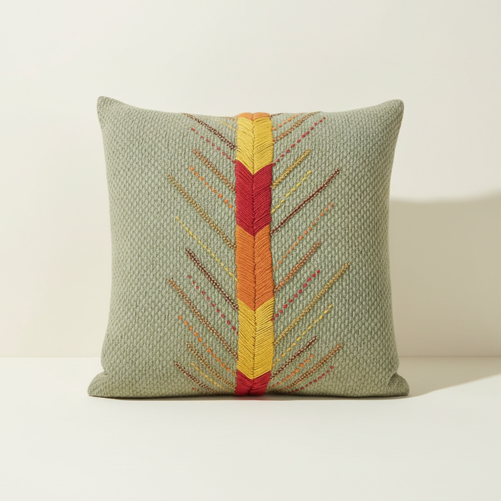 Cushion : Zarac : Embroidered | Green | 45 x 45 | OUTLET