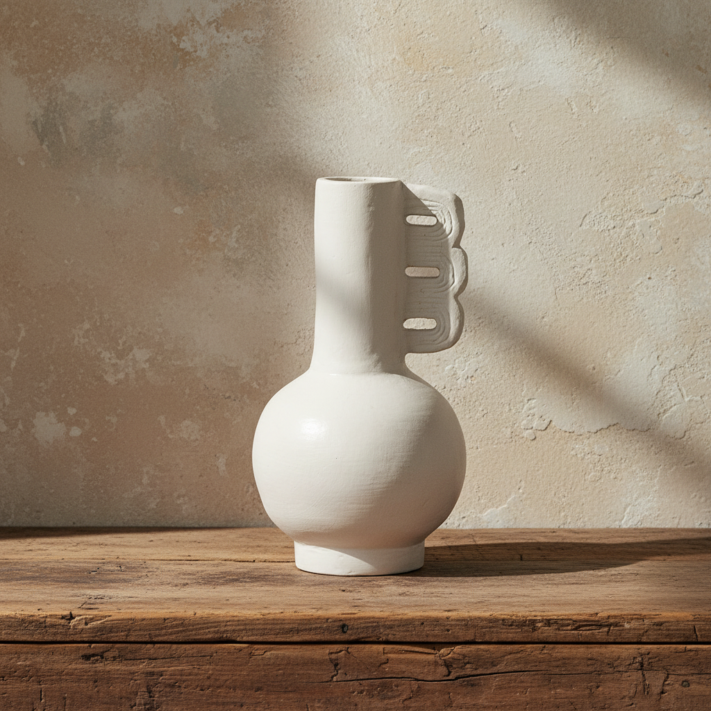 Fuzo : Terracotta Vase, White