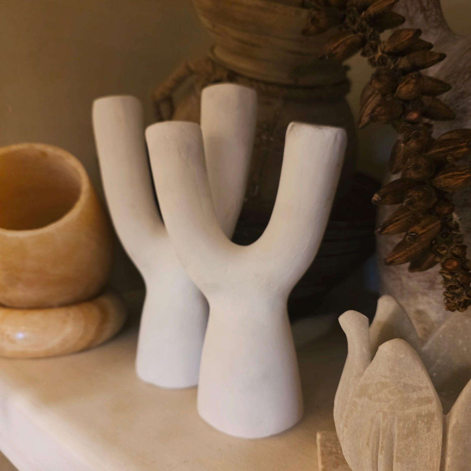 Ketapel Candleholder, Large White