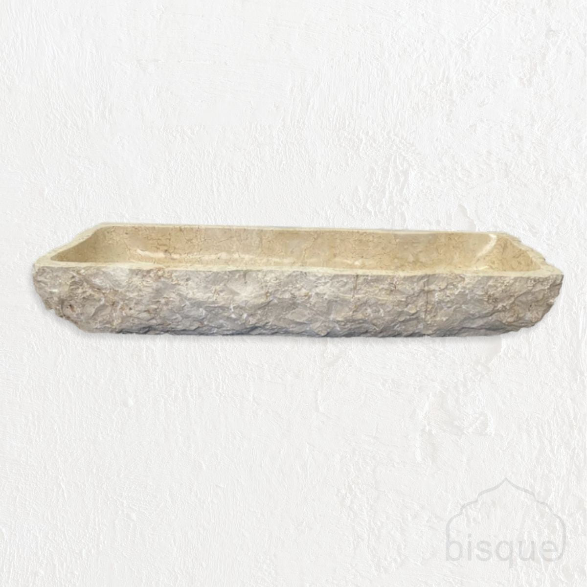 Yollam : long marble basin with rough finish