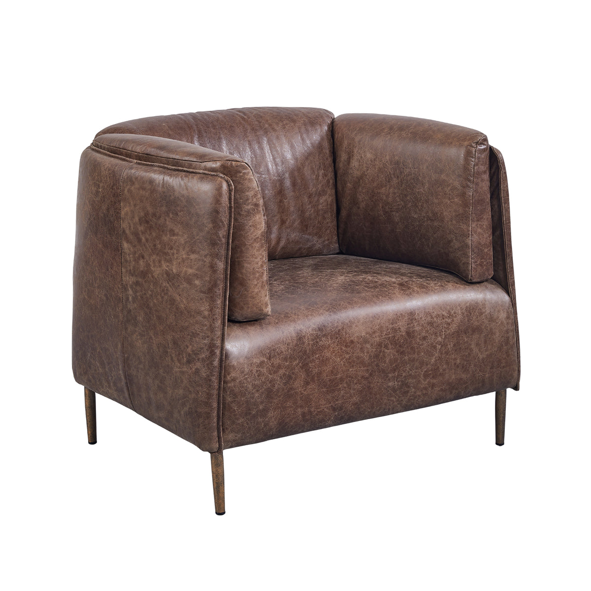 Andrea : Leather Tub Chair, Whiskey