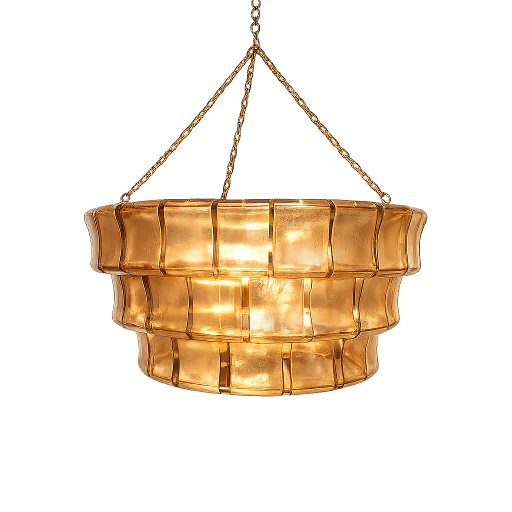 Vetro : Hand Blown Recycled Amber/Brown Glass Panels Chandelier 70cm