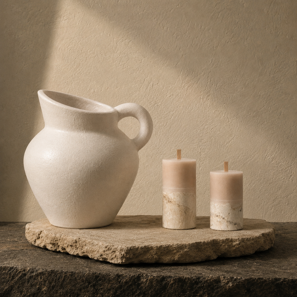 Zanu : Terracotta Jug Single Handle, White Large