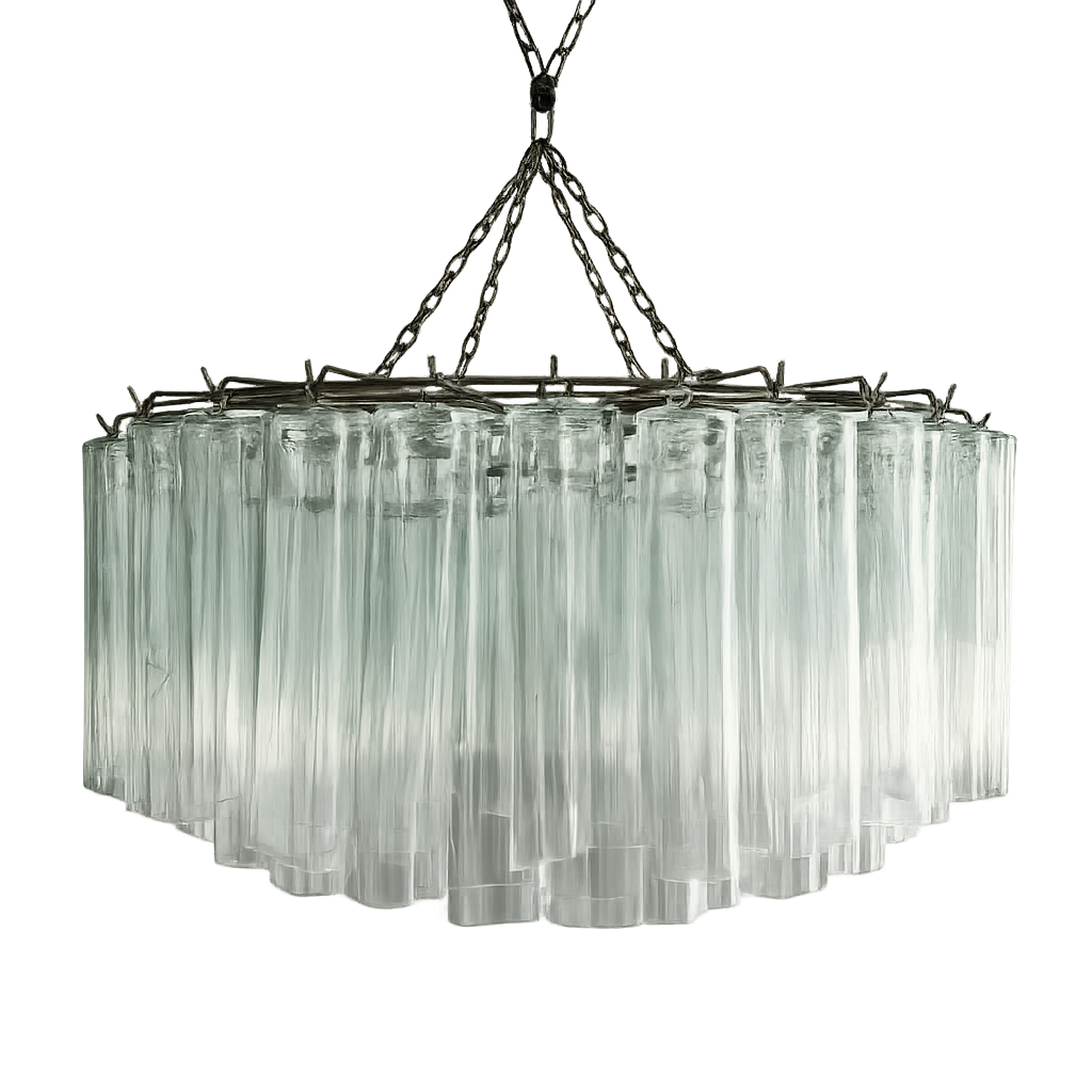 BISETTO :CHANDELIER OF CLEAR HANDBLOWN GLASS  TUBES