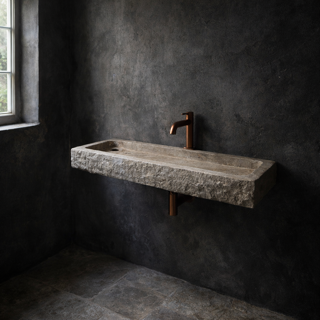 Addae - Long Raw Marble Basin, Rectangular