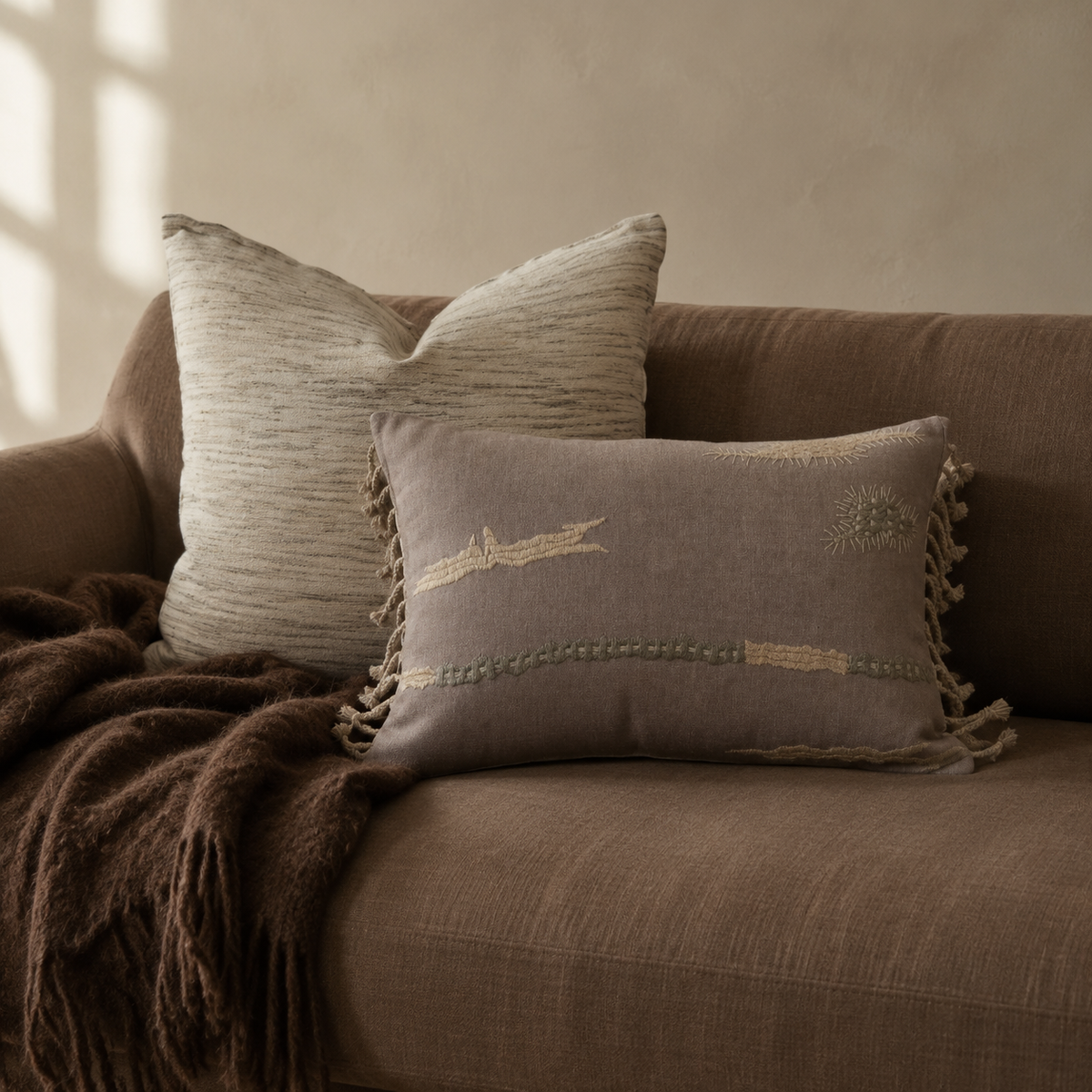Cushion: LARISA : SILK THREAD | CREAM + NATURAL | 60 X 60 CM