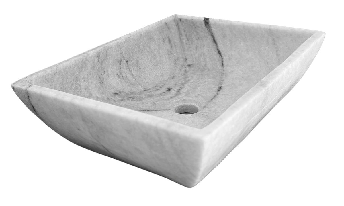 Ela : Rectangle Basin, White Marble