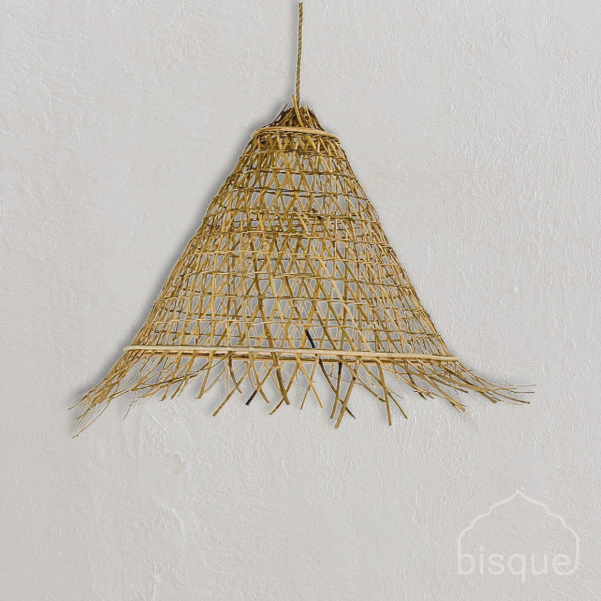 Bakaro : Cone Shaped Rattan Pendant, Natural Small