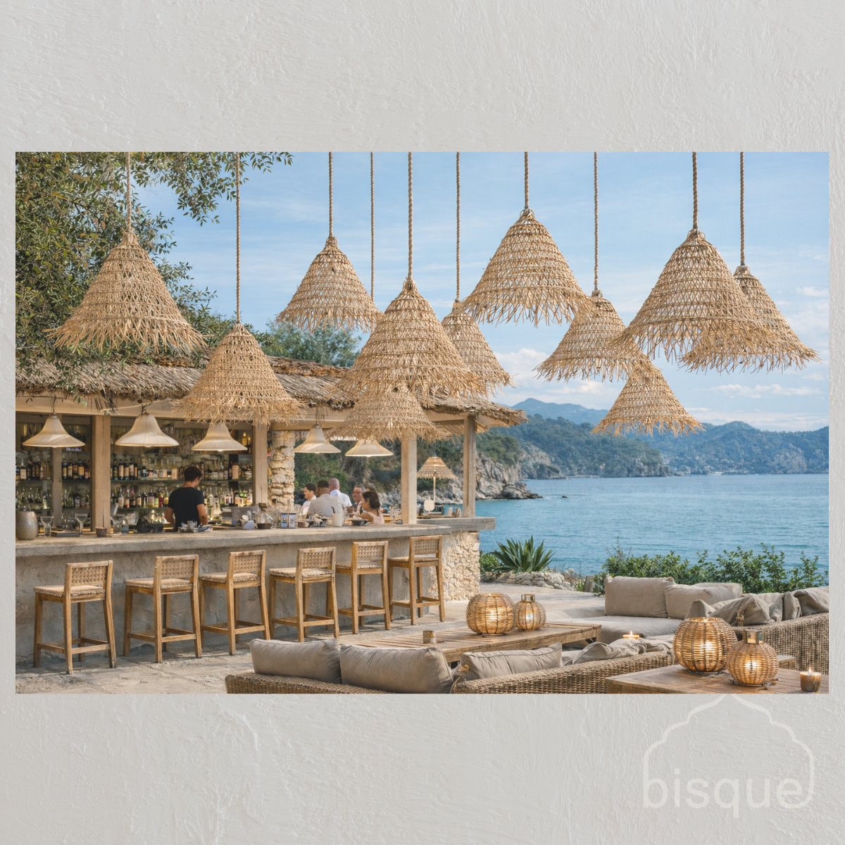 Bakara : Cone Shaped Rattan Pendant, Natural, Large
