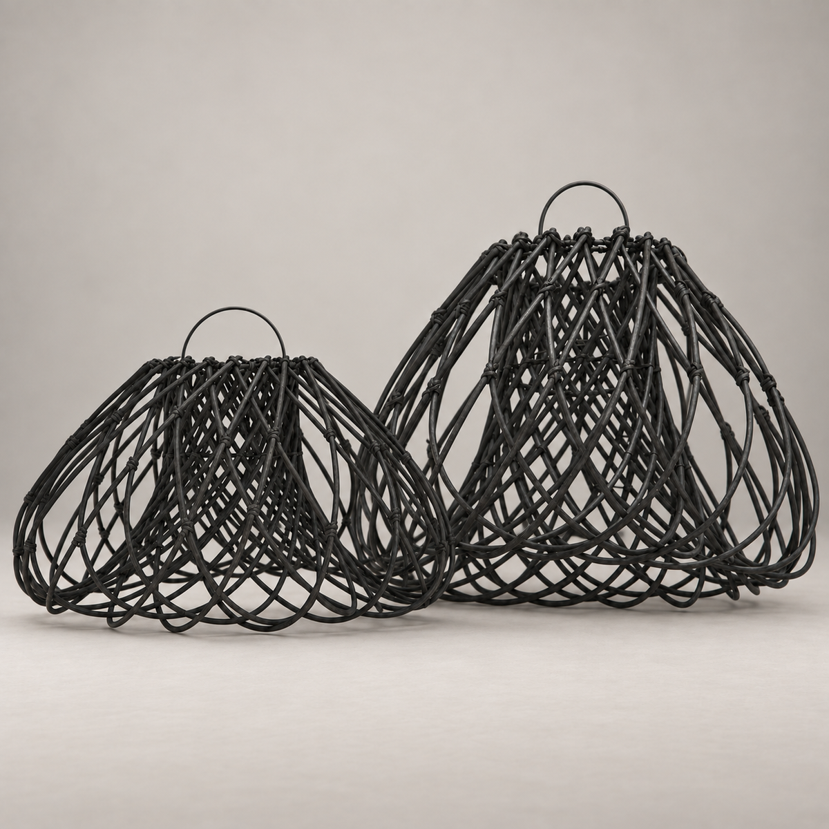 Pendant Light : Mushroom : Rattan Pendant | 2 Sizes | Black | OUTLET