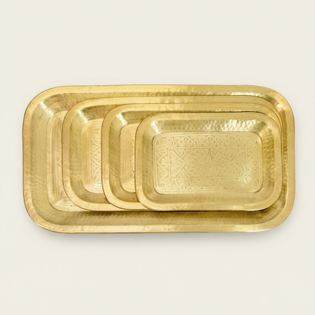 Matan : Set/4 Brass Rectangular Platters