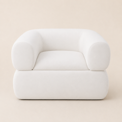 Catalina : Organic Form, Rounded Arm, Wide Lounge Chair. 100cm W x 90 cm D x 75cm H | Off White