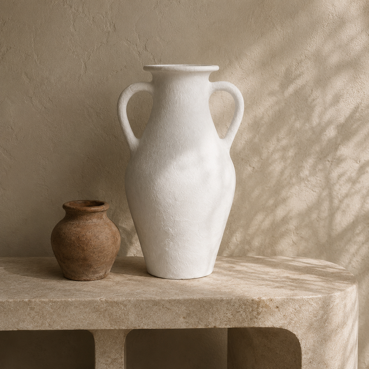 Crete : Tall Terracotta Pot, White